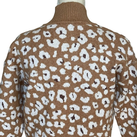 Loft Women’s Animal Print Turtleneck Sweater Tunic Size S Shimmer Cozy Comfy - Picture 8 of 11